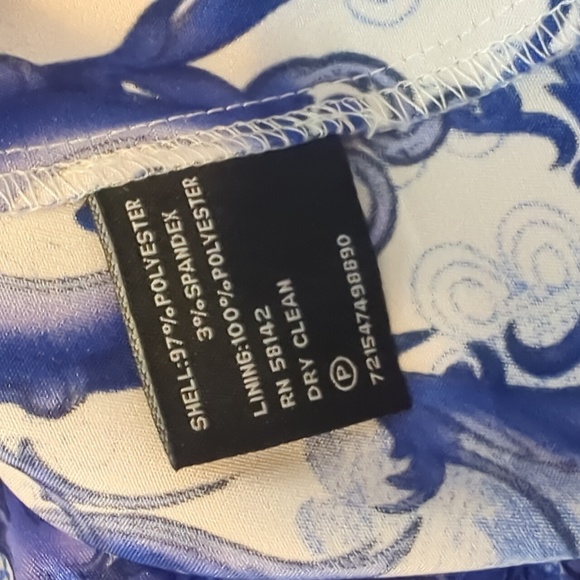 SUITE 7 | Blue and white damask satin like dress, 4, sleeveless, zipper back - Picture 10 of 10